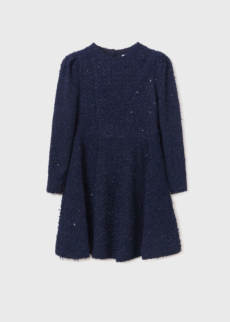Blue tweed dress