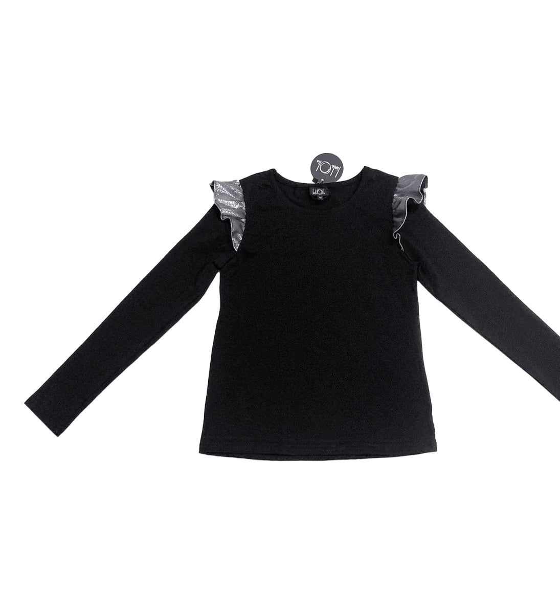 Black silver ruffle top
