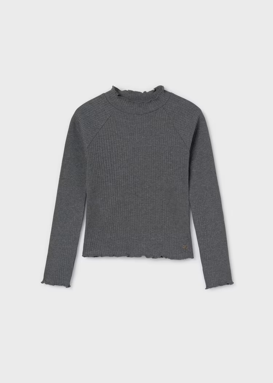 Charcoal Ribbed Mockneck Sweater