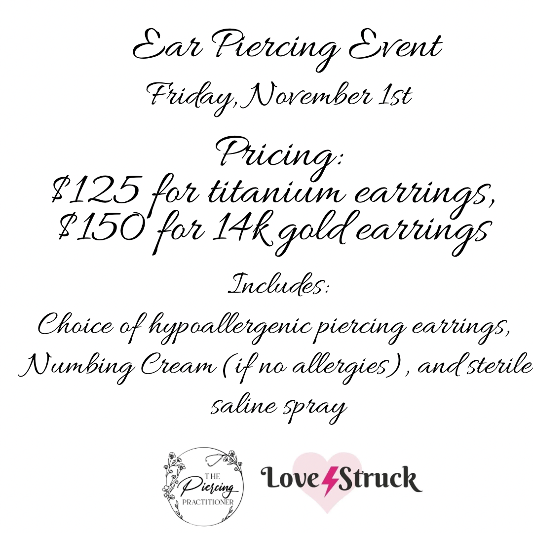 Ear Piercing November 1st Deposit (full description below)