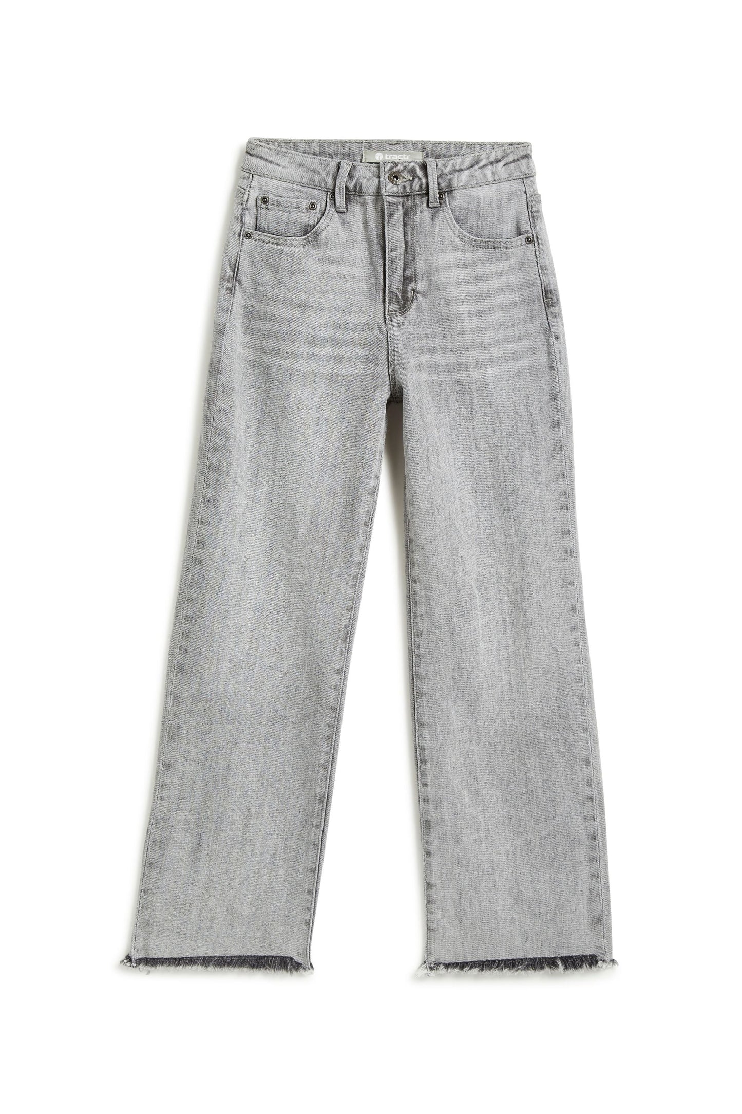 Grey Wash Wide Straight Jeans