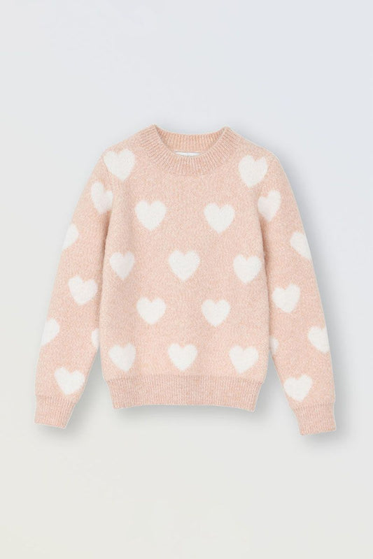 Lt Pink Heart Sweater