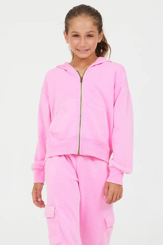 Pink Crop Zip hoodie
